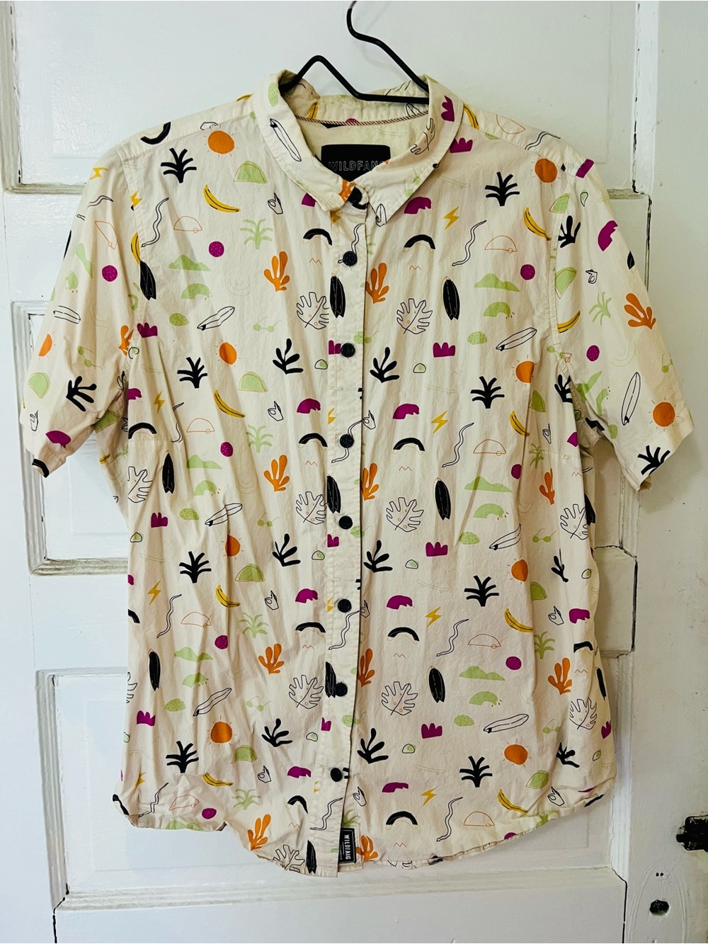Wildfang “The Essential” Short-sleeve Cotton Button-up in Funky Abstract Design